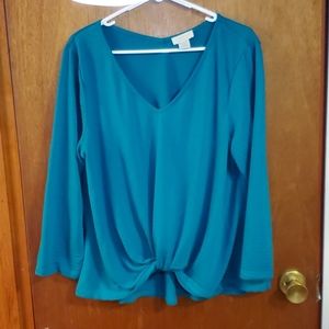 Status by chenalut v neck long sleeve top teal